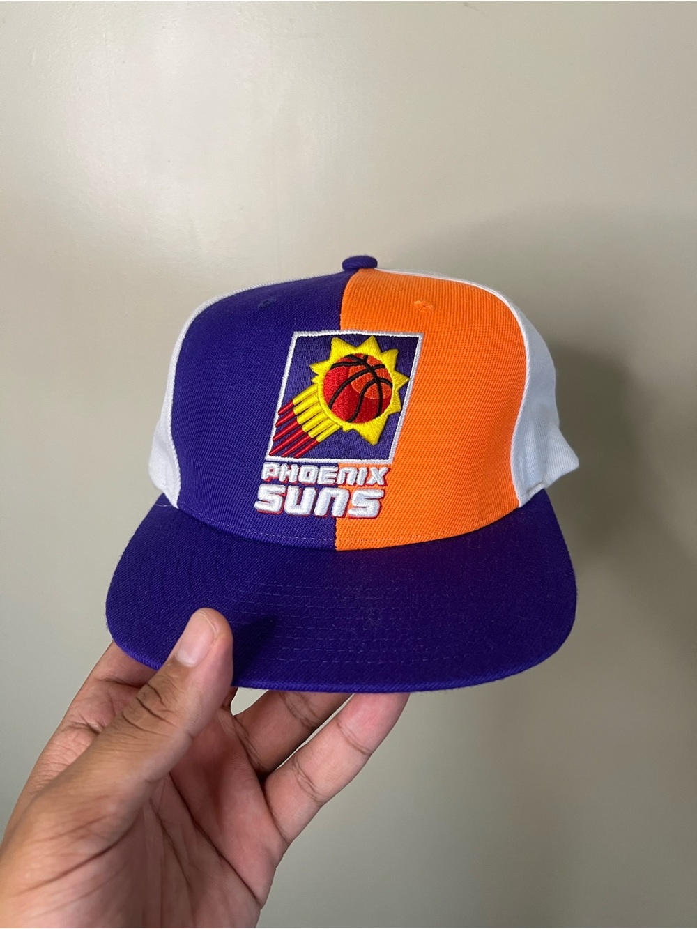Mitchell And Ness Phoenix Suns Orange Purple White Colorblock Snapback Hat